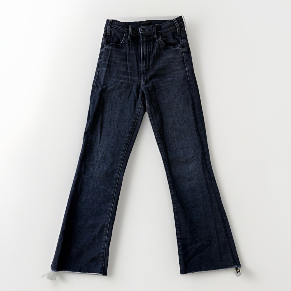 Revolve MOTHER The Hustler Ankle Fray Jeans SZ 25 Black Encounters at Night $228